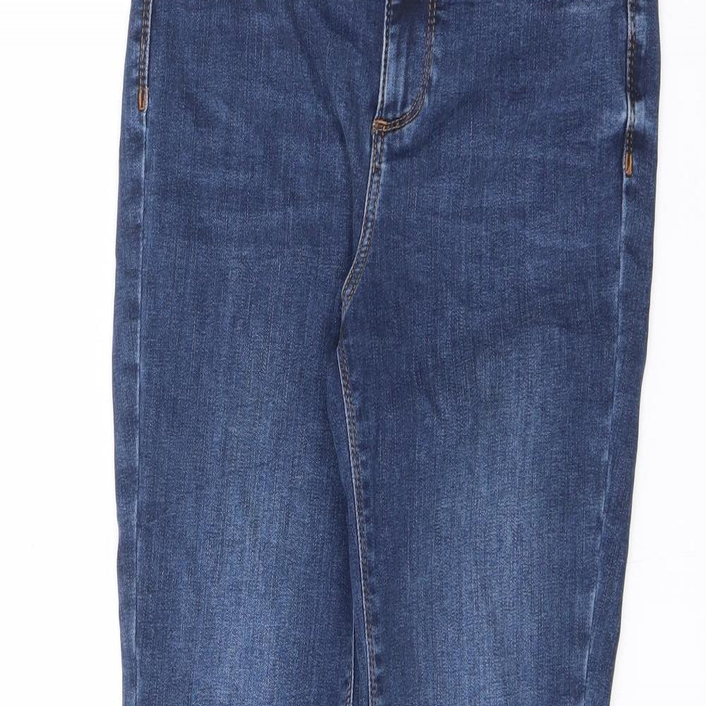River Island Womens Blue Cotton Skinny Jeans Size 10 L28.5 in Regular Zip
