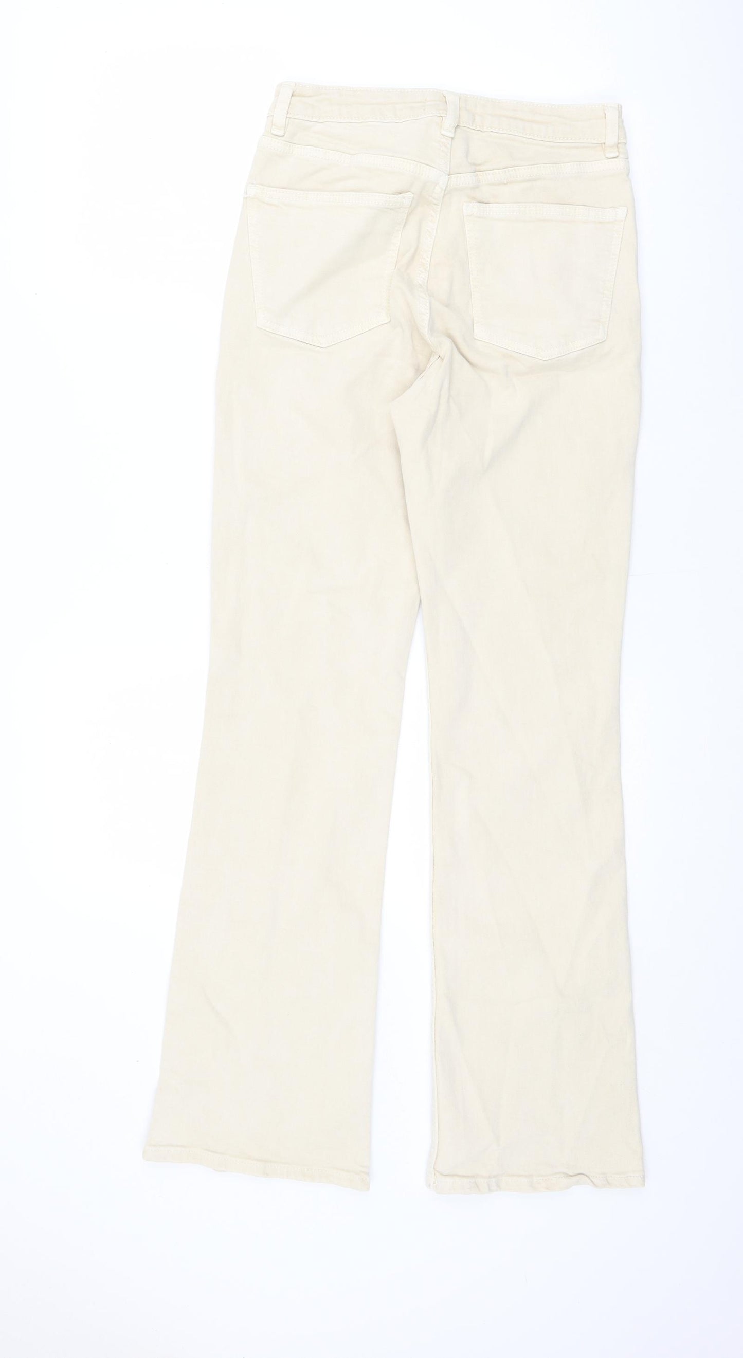 Zara Womens Beige Cotton Bootcut Jeans Size 10 L30 in Regular Zip