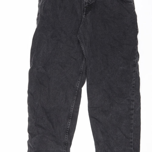 Pull&Bear Womens Black Cotton Boyfriend Jeans Size 10 L28 in Regular Zip