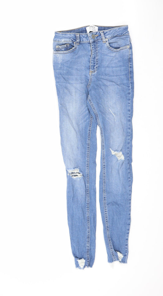 Miss Selfridge Womens Blue Cotton Skinny Jeans Size 4 L26 in Regular Zip