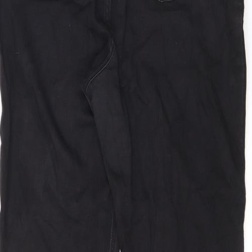 Marks and Spencer Womens Black Cotton Capri Jeans Size 16 L25.5 in Regular Zip