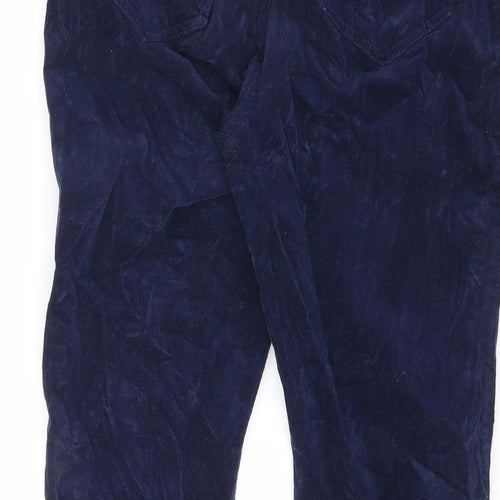M&Co Womens Blue Cotton Carrot Trousers Size 14 L25 in Regular Zip