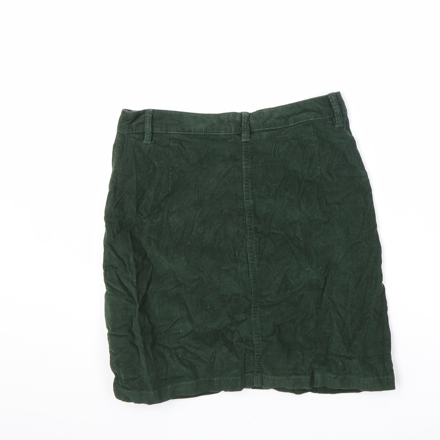 Studio Womens Green Cotton A-Line Skirt Size 8 Zip