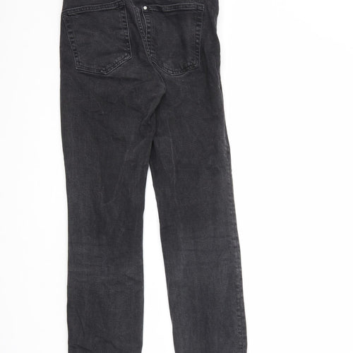 H&M Womens Black Cotton Straight Jeans Size 8 L27 in Regular Zip