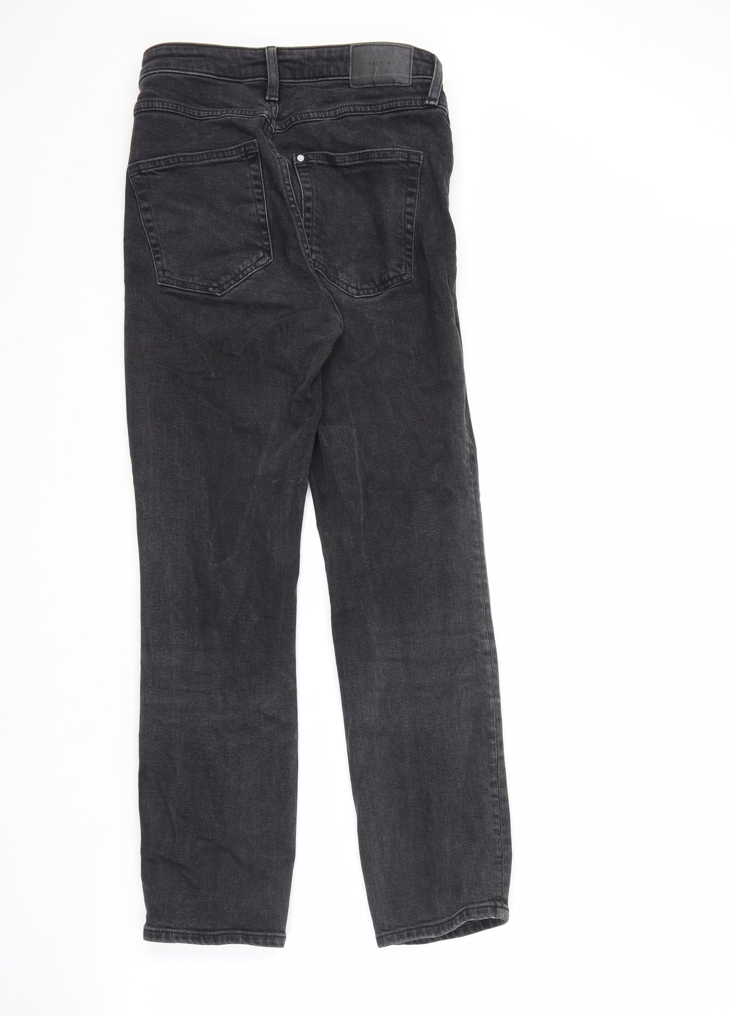 H&M Womens Black Cotton Straight Jeans Size 8 L27 in Regular Zip