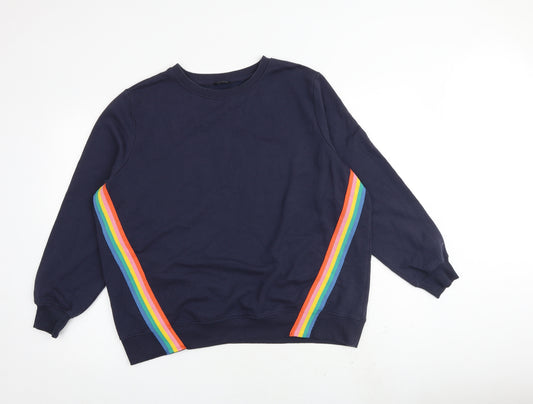 M&Co Womens Blue Polyester Pullover Sweatshirt Size 18 Pullover - Rainbow Stripe Detail