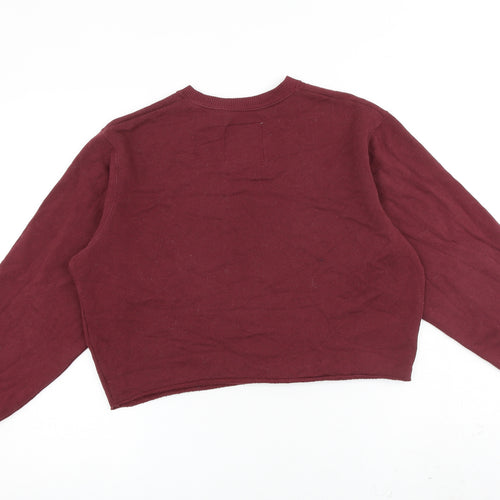 Hollister Womens Red Cotton Pullover Sweatshirt Size XS Pullover - Cropped Raw Hem
