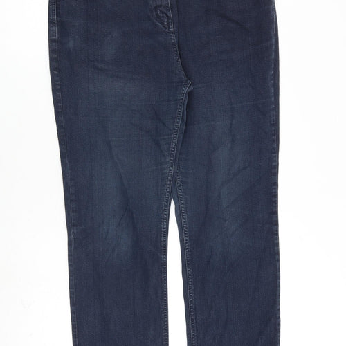 Marks and Spencer Womens Blue Cotton Tapered Jeans Size 16 L30 in Regular Zip