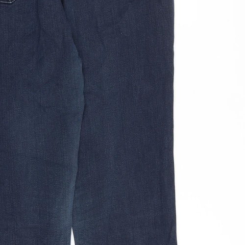 Marks and Spencer Womens Blue Cotton Tapered Jeans Size 16 L30 in Regular Zip