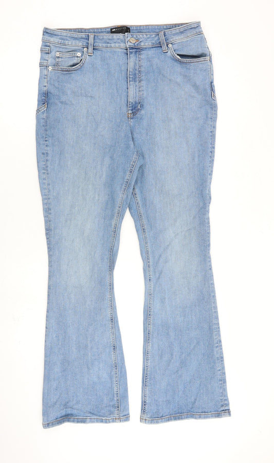 ASOS Womens Blue Cotton Flared Jeans Size 34 in L30 in Regular Zip