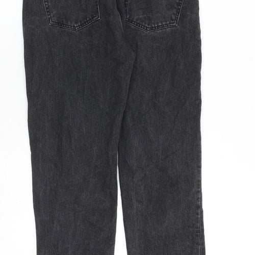 Denim & Co. Womens Grey Cotton Straight Jeans Size 12 L26 in Regular Zip - Raw hem