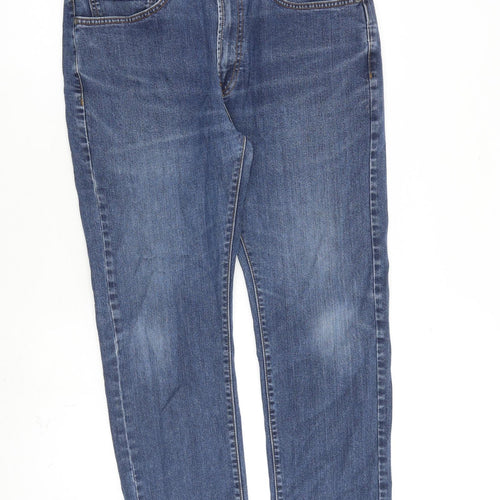 Marks and Spencer Mens Blue Cotton Straight Jeans Size 34 in L29 in Regular Zip