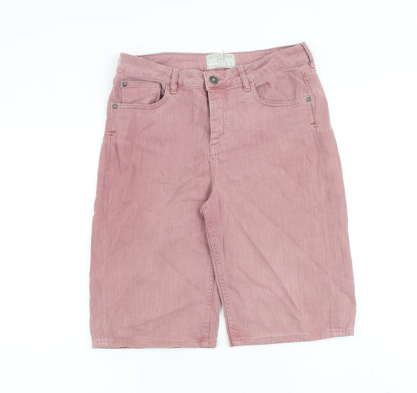Fat Face Womens Pink Cotton Skimmer Shorts Size 10 L12 in Regular Zip