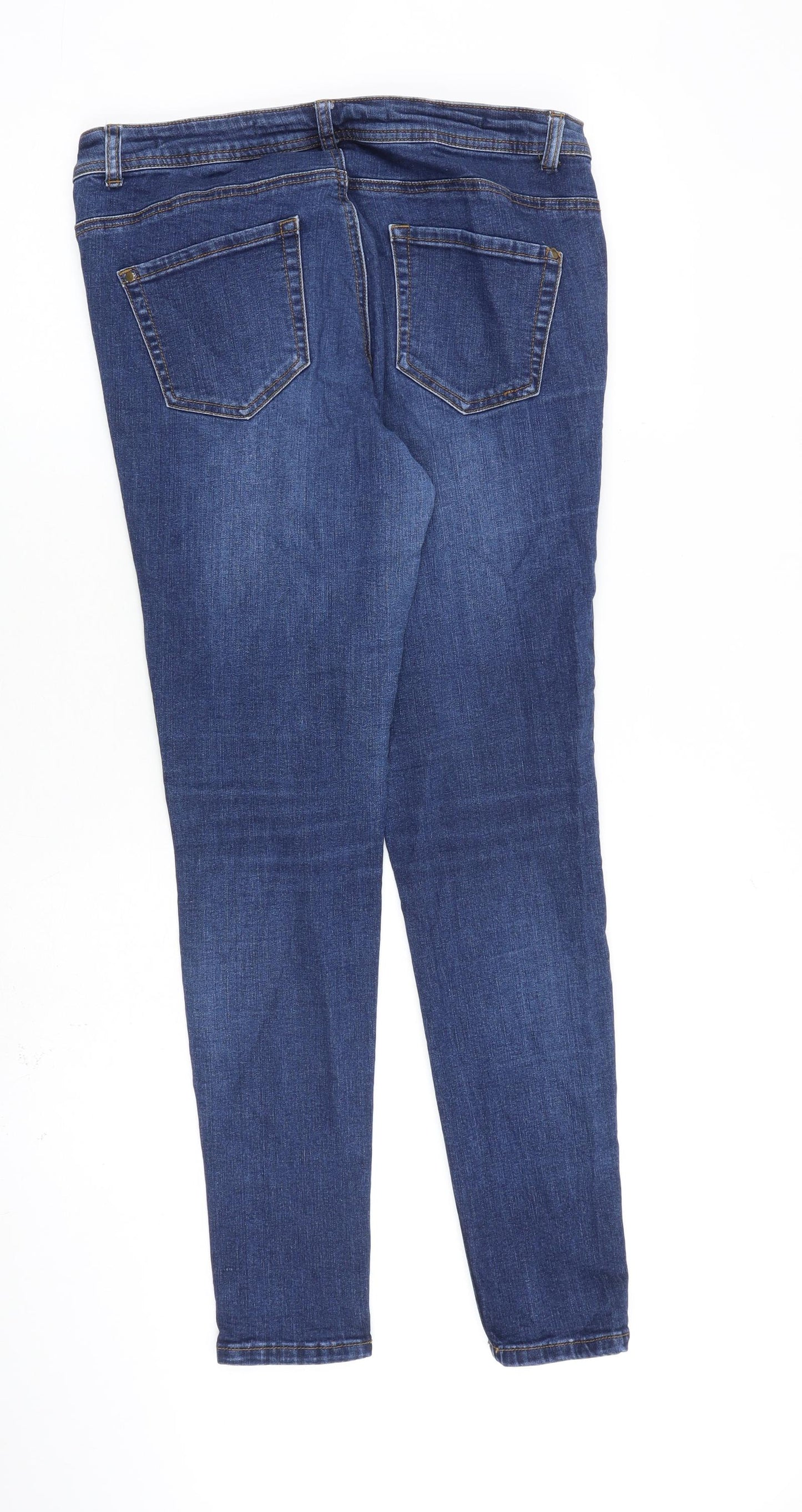 Fashion Union Womens Blue Cotton Skinny Jeans Size 14 L30 in Slim Zip