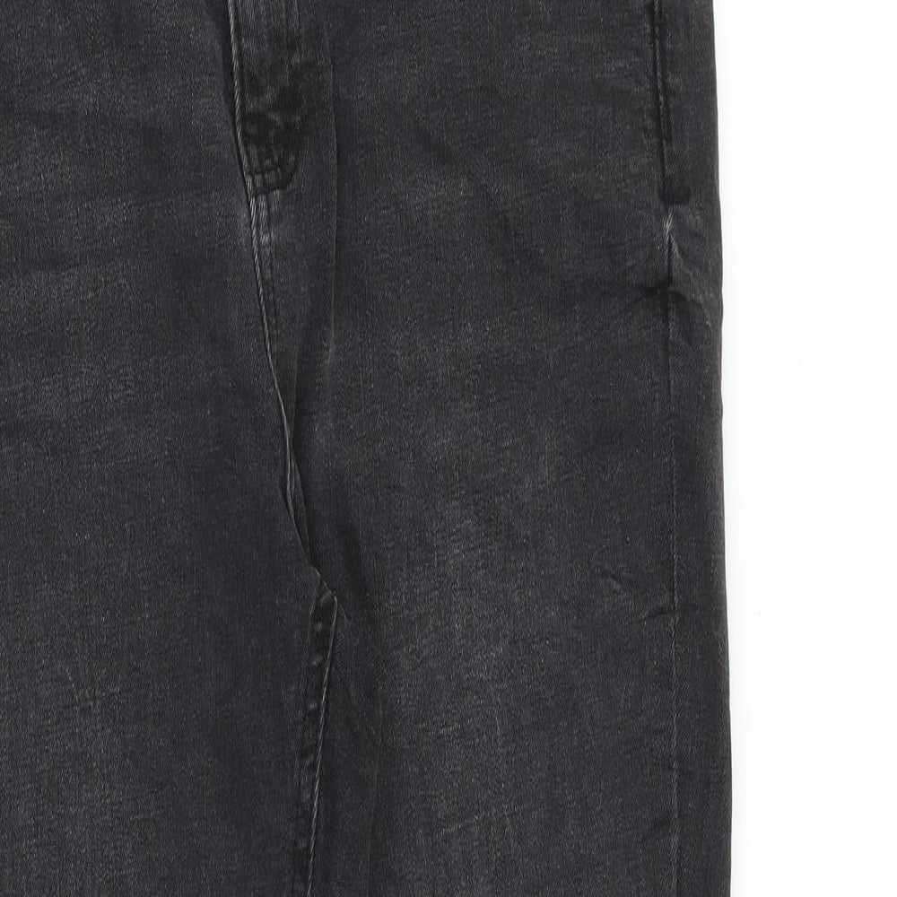 Denim & Co. Womens Grey Cotton Straight Jeans Size 14 L27 in Regular Zip