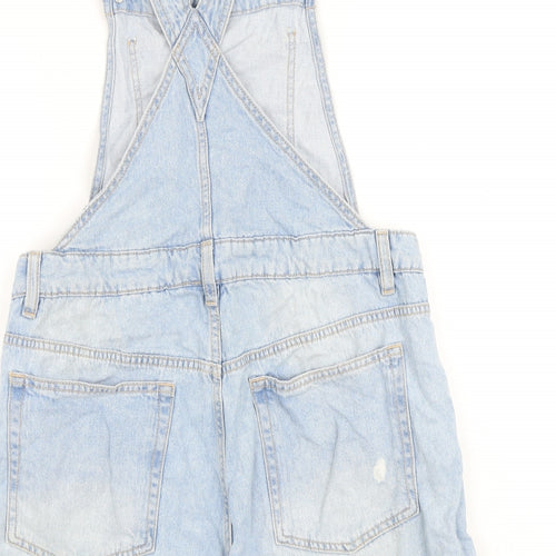 H&M Womens Blue 100% Cotton Dungaree One-Piece Size 12 Buckle - Distressed