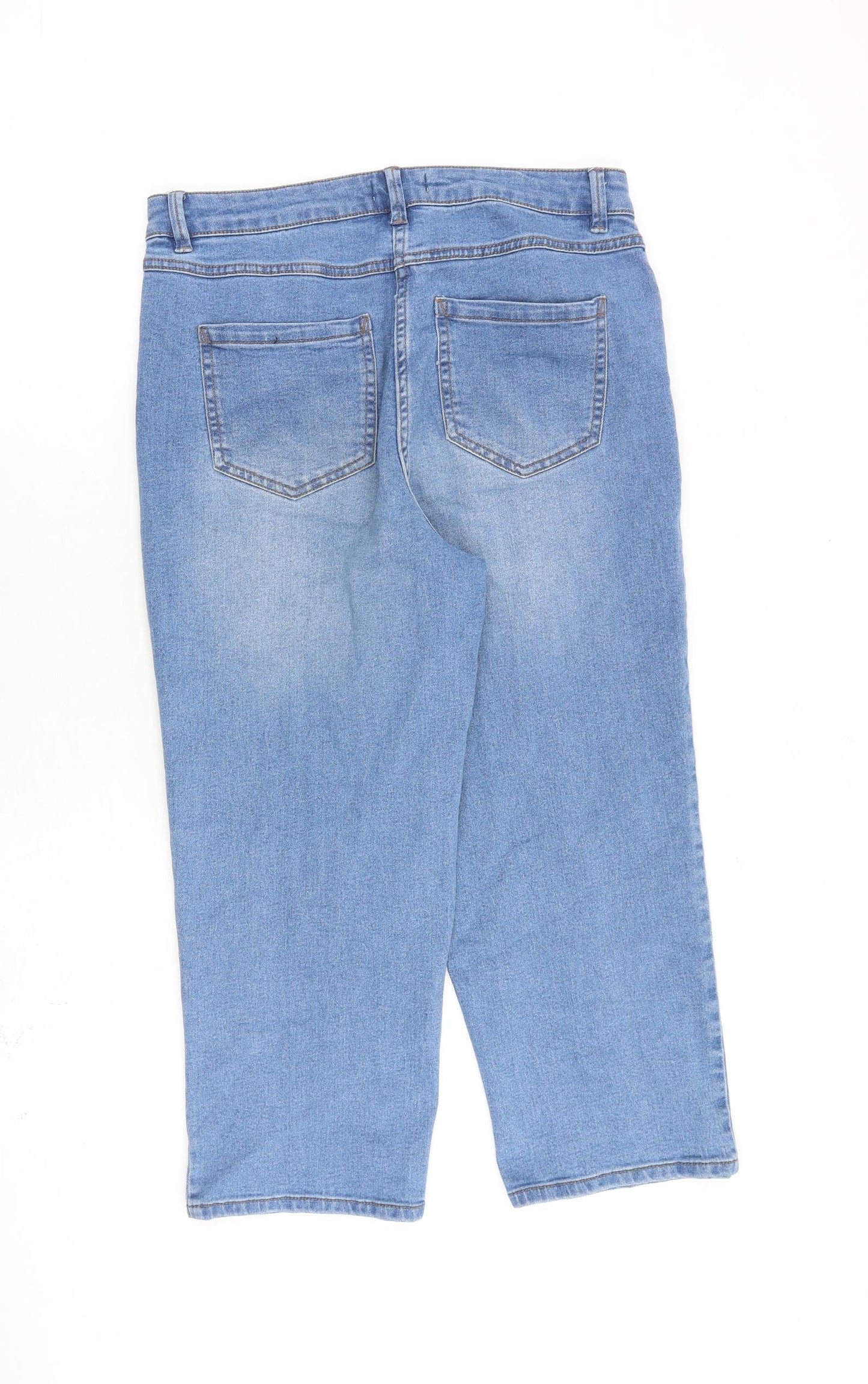 Papaya Womens Blue Cotton Straight Jeans Size 12 L22 in Regular Zip