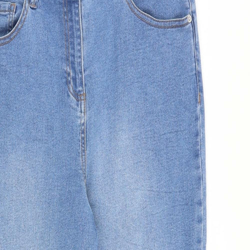 Papaya Womens Blue Cotton Straight Jeans Size 12 L22 in Regular Zip