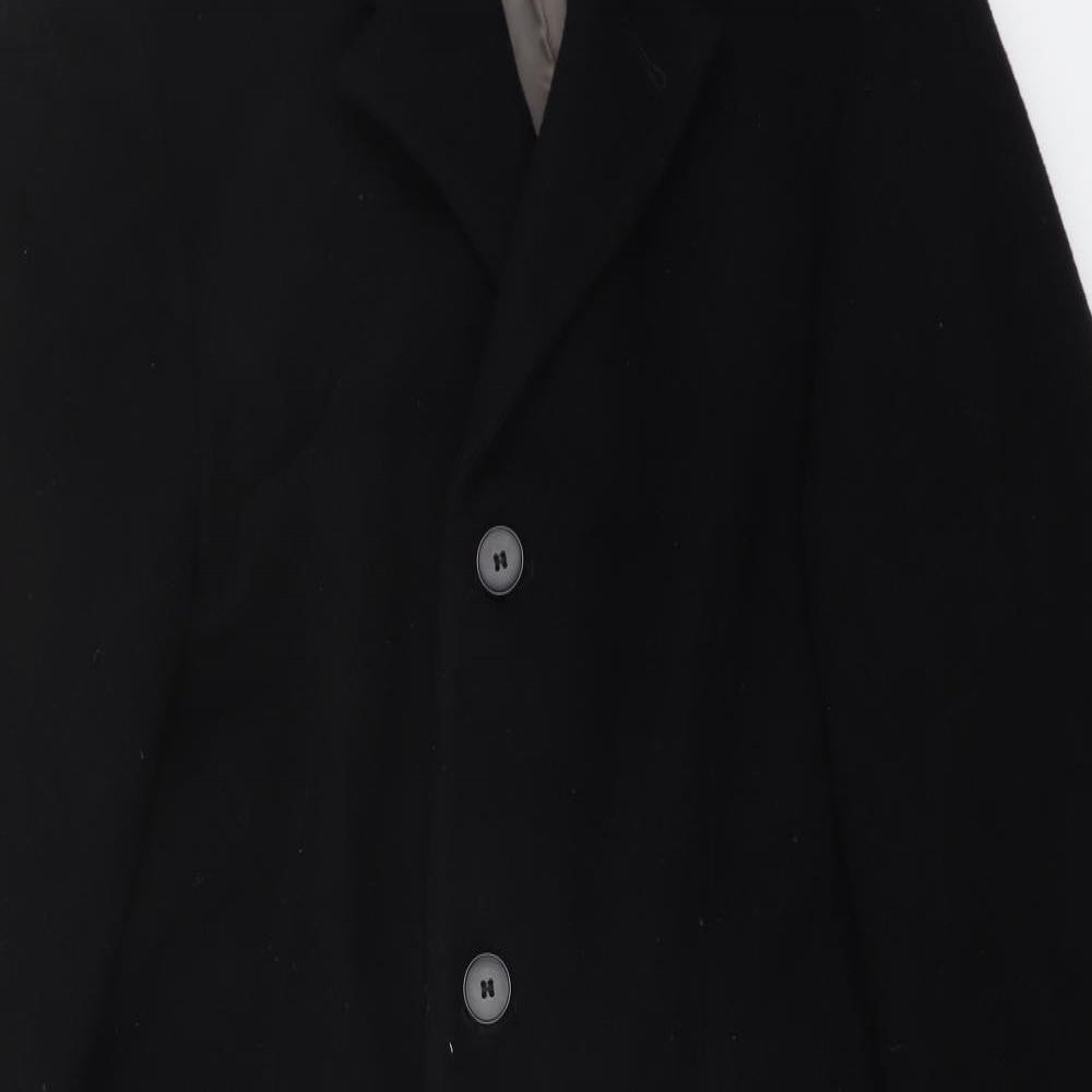 Thomas Nash Mens Black Trench Coat Coat Size M Button