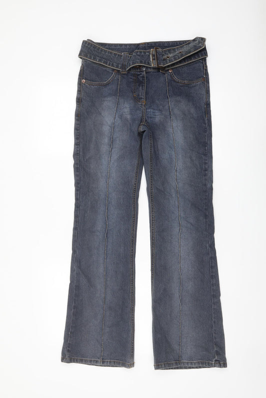 NEXT Womens Blue Cotton Bootcut Jeans Size 10 L30 in Regular Button