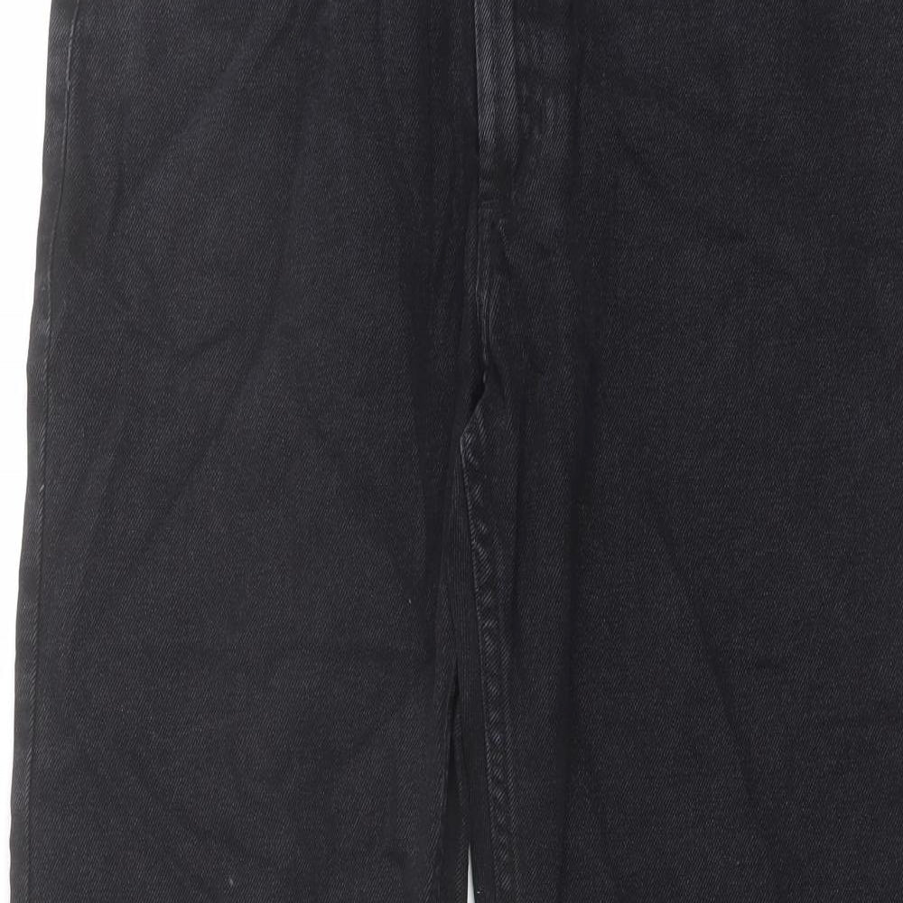 Marks and Spencer Mens Black Cotton Straight Jeans Size 34 in L29 in Regular Button