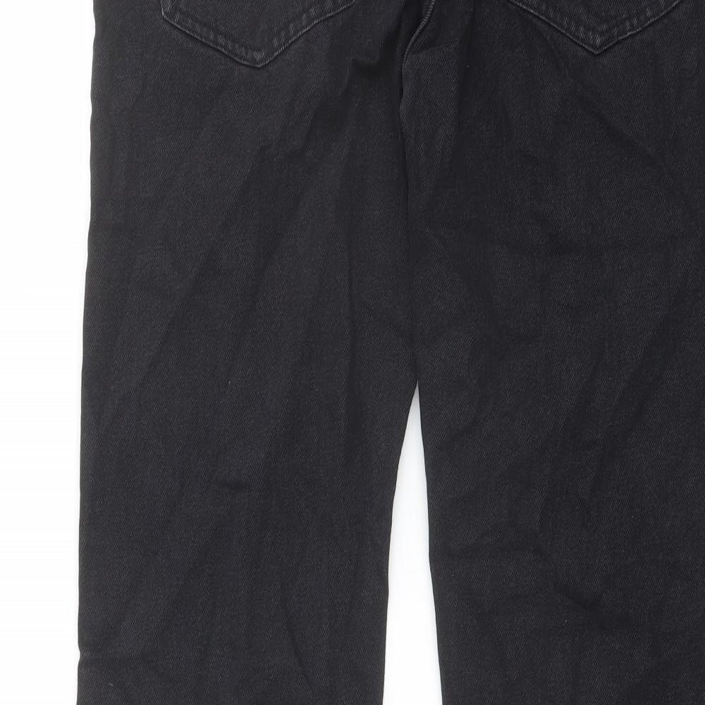 Marks and Spencer Mens Black Cotton Straight Jeans Size 34 in L29 in Regular Button
