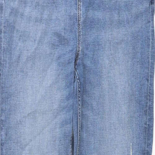 Marks and Spencer Womens Blue Cotton Skinny Jeans Size 14 L31 in Regular Button