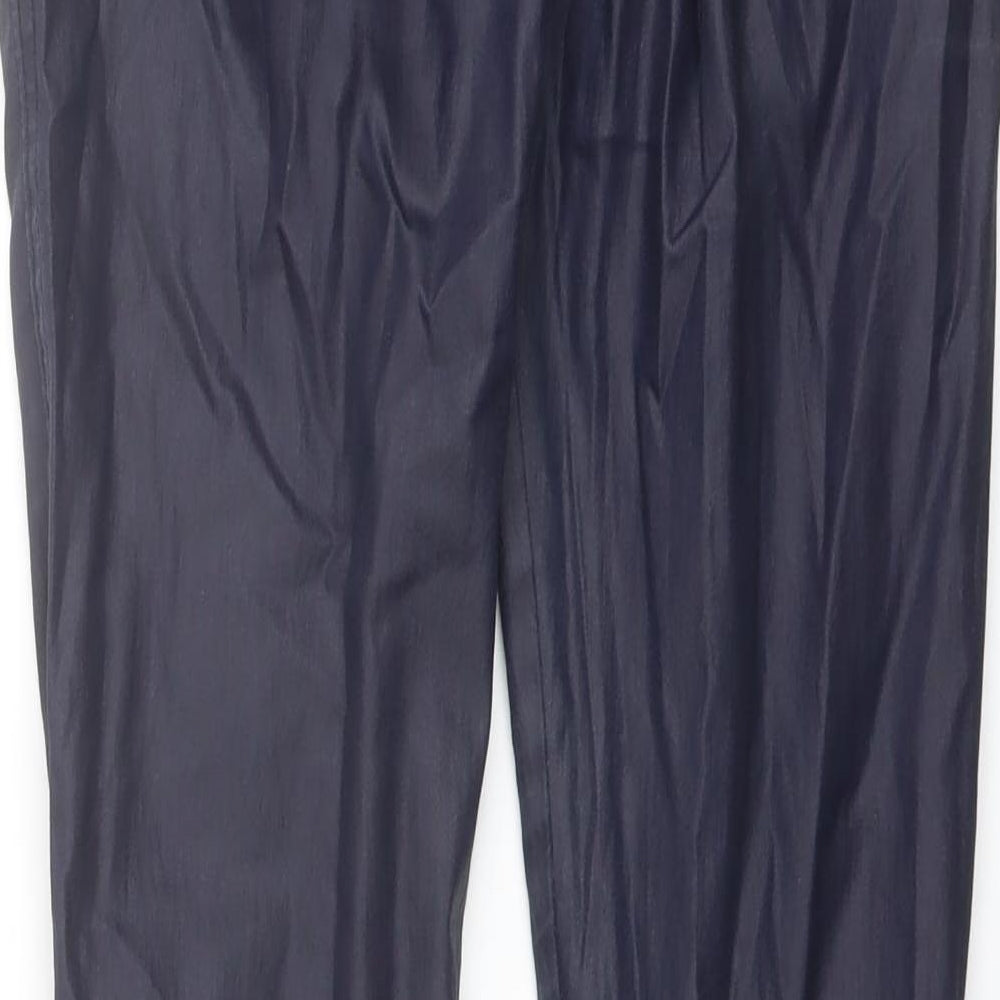 Internacionale Womens Blue Cotton Trousers Size 10 L31 in Regular Button - Coated Leather Style