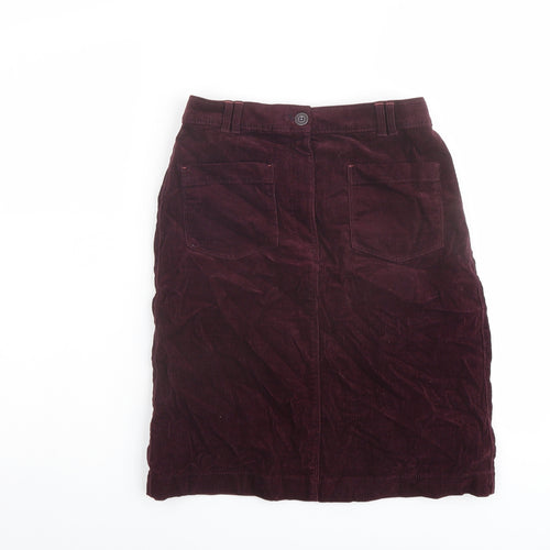 White Stuff Womens Purple Cotton A-Line Skirt Size 6 Button