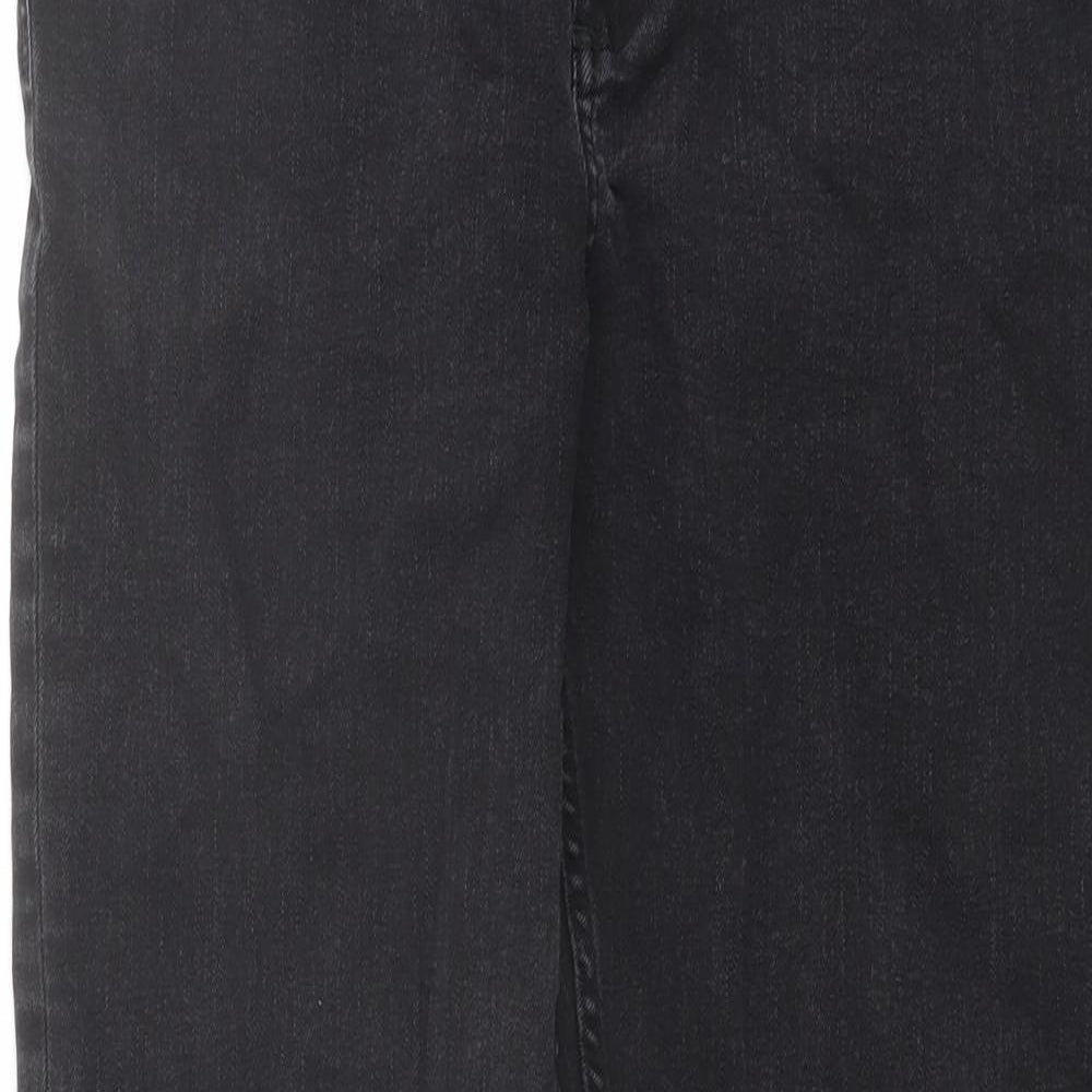 Marks and Spencer Womens Grey Cotton Skinny Jeans Size 14 L28 in Relaxed Button
