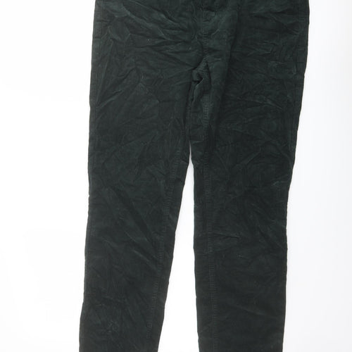 Marks and Spencer Womens Green Cotton Trousers Size 16 L29 in Regular Button