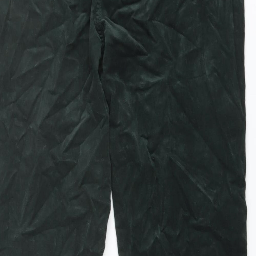 Marks and Spencer Womens Green Cotton Trousers Size 16 L29 in Regular Button