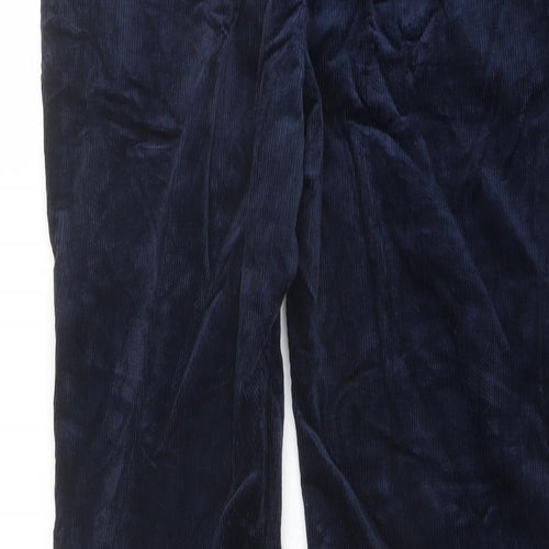 Marks and Spencer Mens Blue Cotton Trousers Size 44 in L31 in Regular Button