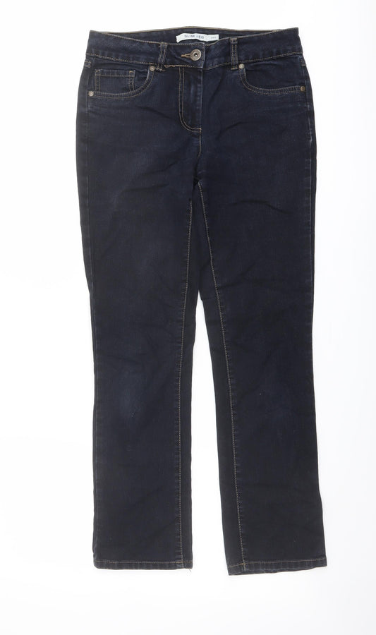 Debenhams Womens Black Cotton Bootcut Jeans Size 10 L28 in Slim Button