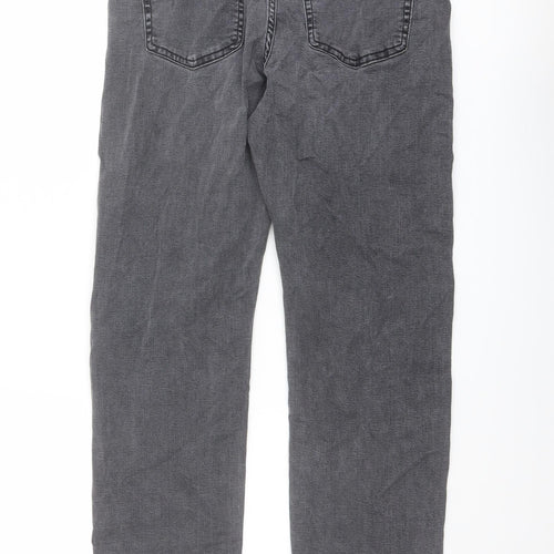 Per Una Womens Grey Cotton Straight Jeans Size 12 L25 in Regular Zip