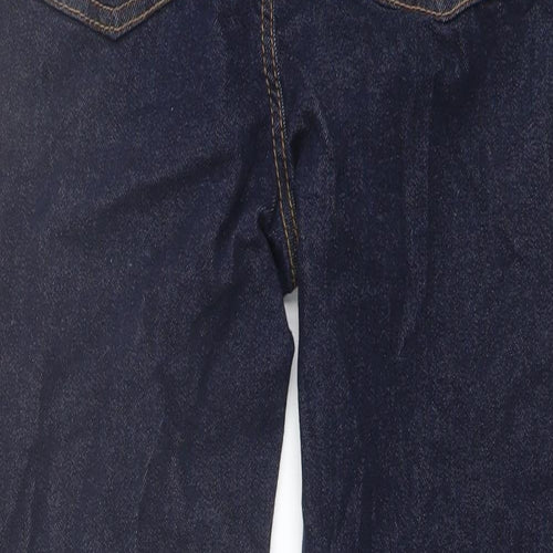 Denim & Co. Womens Blue Cotton Straight Jeans Size 10 L28 in Regular Button
