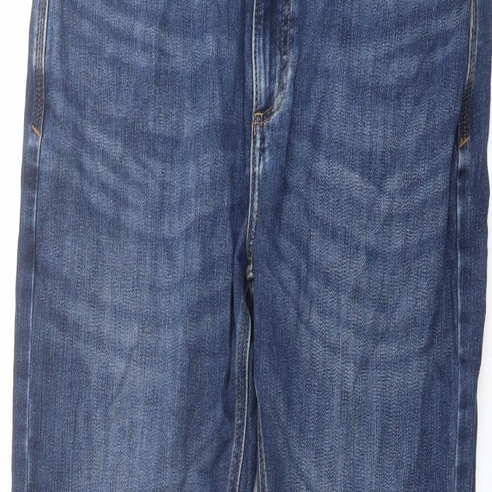 Marks and Spencer Womens Blue Cotton Tapered Jeans Size 32 in L33 in Slim Button