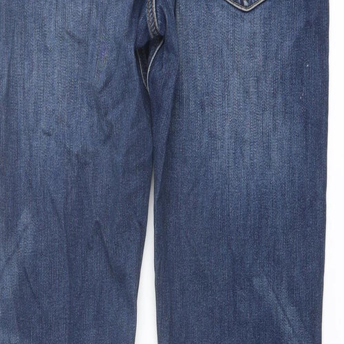 Marks and Spencer Womens Blue Cotton Tapered Jeans Size 32 in L33 in Slim Button