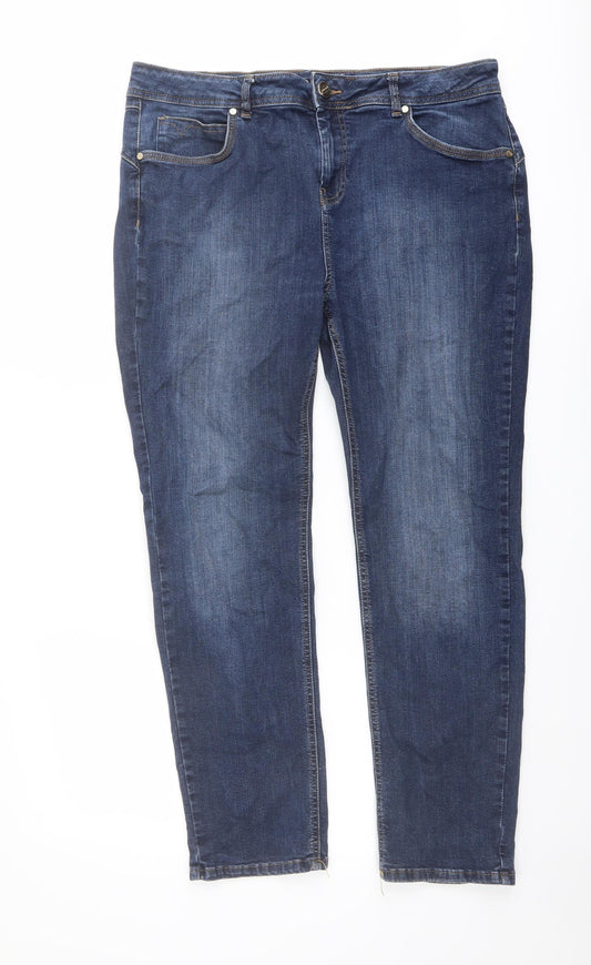 Per Una Womens Blue Cotton Skinny Jeans Size 34 in L27 in Regular Zip