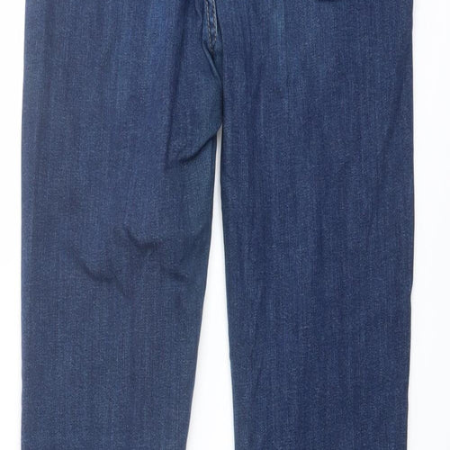 Topshop Womens Blue Cotton Flared Jeans Size 32 in L32 in Regular Button
