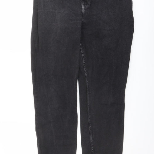Zara Womens Grey Cotton Tapered Jeans Size 16 L26 in Regular Button