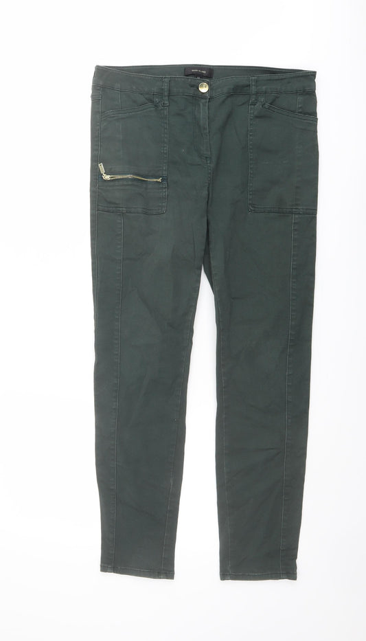 River Island Womens Green Cotton Skinny Jeans Size 12 L27 in Regular Button