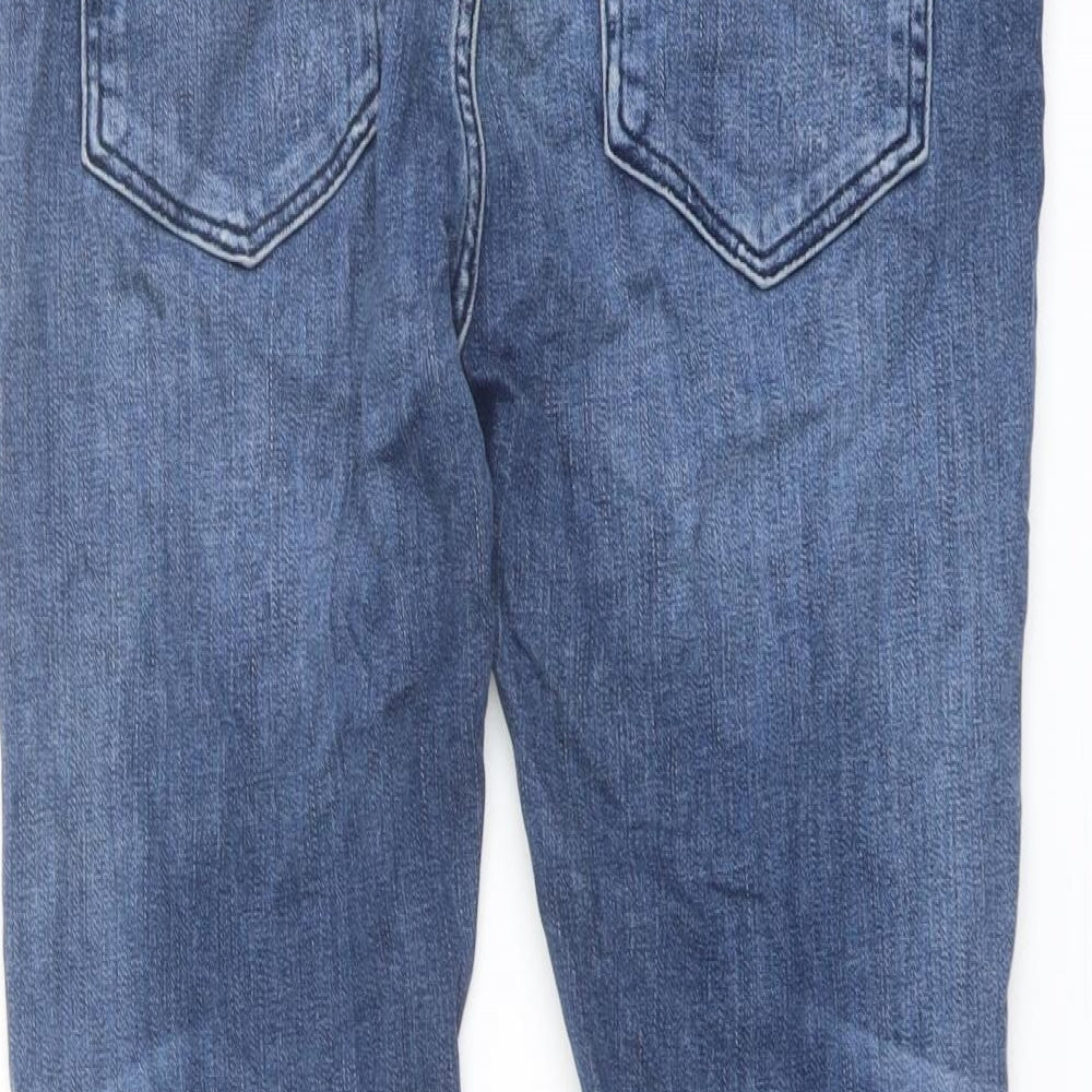 Zara Womens Blue Cotton Straight Jeans Size 14 L27 in Regular Button
