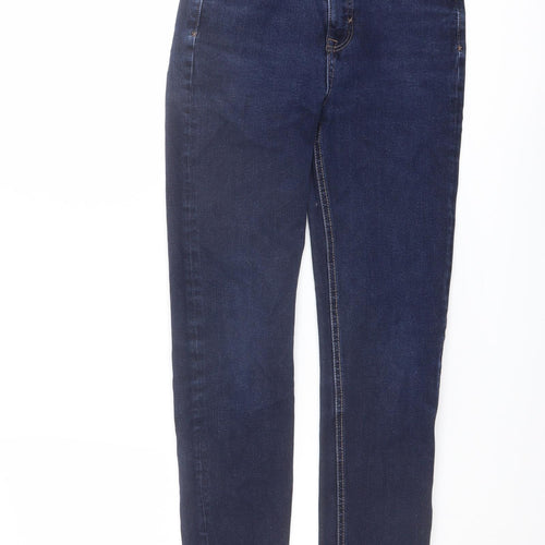 Marks and Spencer Womens Blue Cotton Skinny Jeans Size 6 L28 in Regular Button