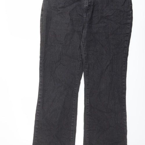 Per Una Womens Grey Cotton Straight Jeans Size 16 L26 in Regular Button