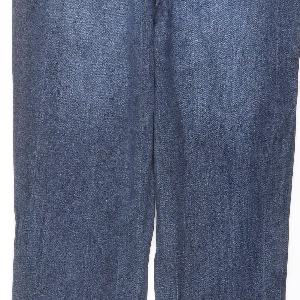 NEXT Womens Blue Cotton Boyfriend Jeans Size 14 L28 in Regular Button