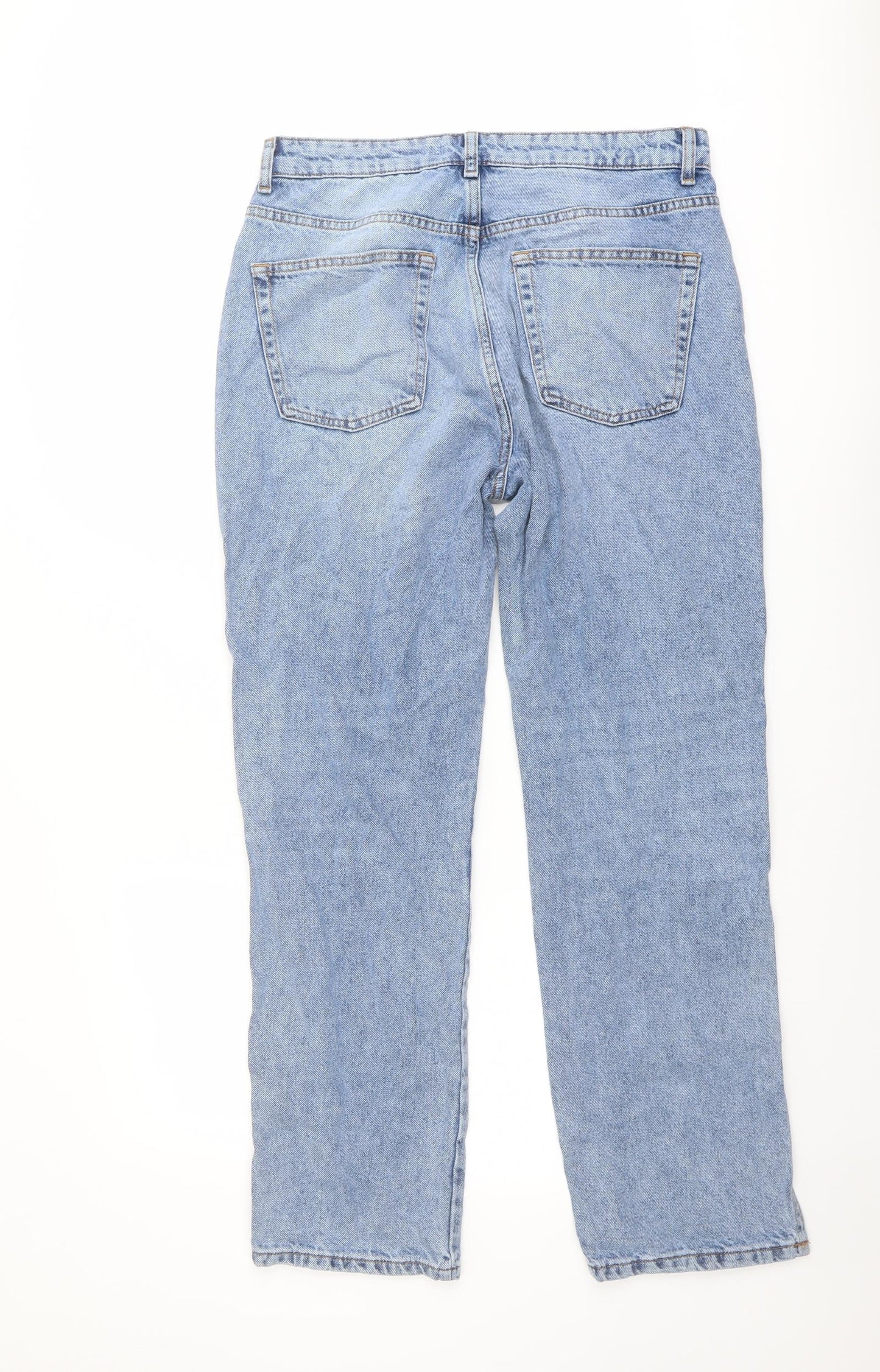 Denim & Co. Womens Blue Cotton Straight Jeans Size 14 L30 in Regular Button