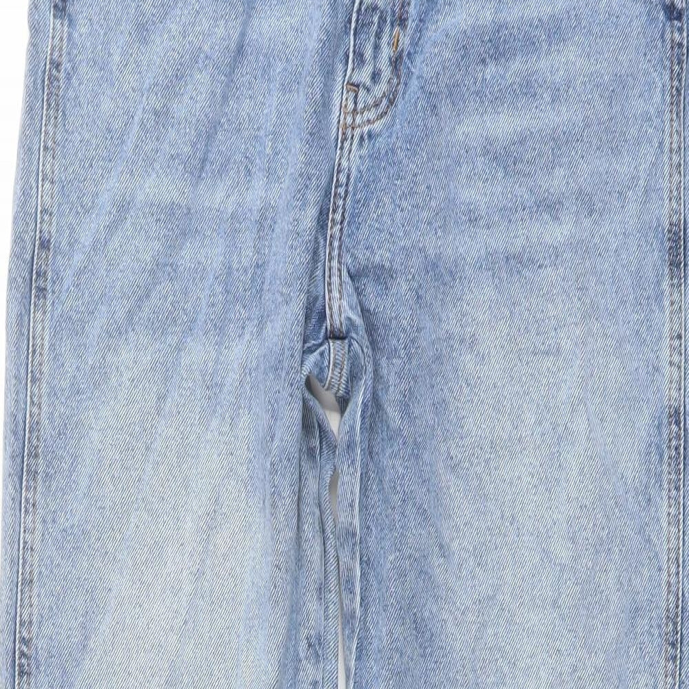 Denim & Co. Womens Blue Cotton Straight Jeans Size 14 L30 in Regular Button
