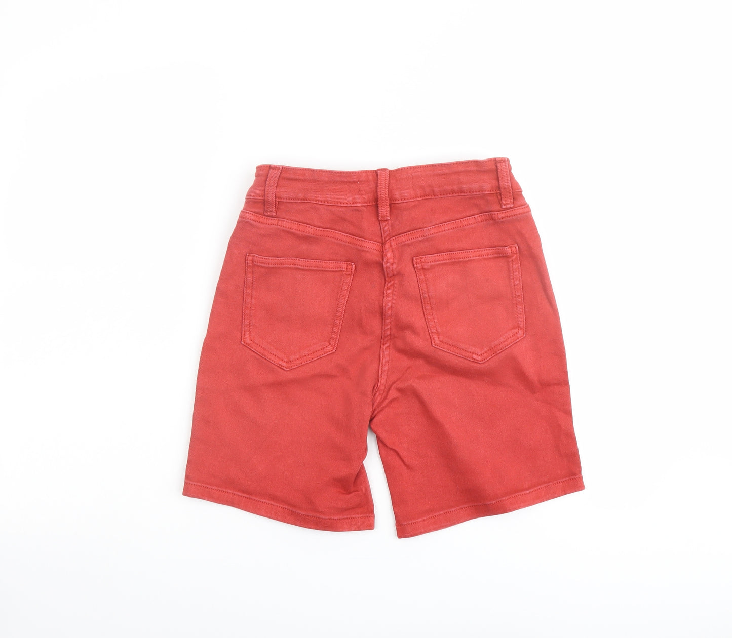 NEXT Womens Red Cotton Boyfriend Shorts Size 8 L7 in Regular Button