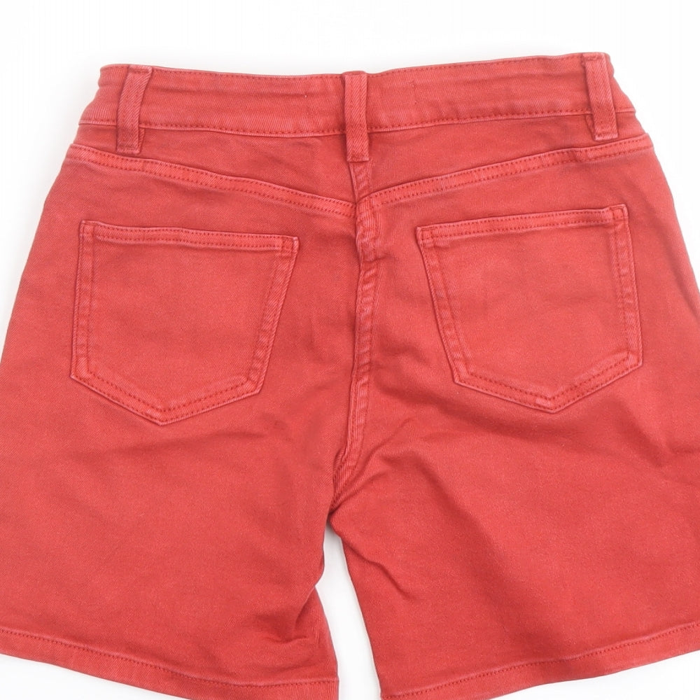 NEXT Womens Red Cotton Boyfriend Shorts Size 8 L7 in Regular Button